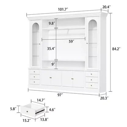 Famapy Mobile TV Bianco - Ampio Porta TV con Ante e Faretti LED per Soggiorno