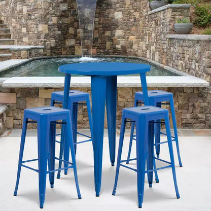 Emma et Oliver Ensemble de table de bar de 76 cm de qualité commerciale pour l'intérieur et l'extérieur, avec 4 tabourets sans dossier