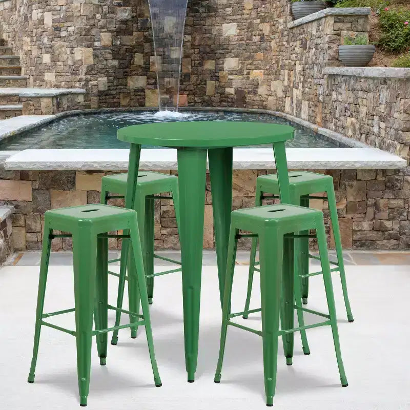 Emma et Oliver Ensemble de table de bar de 76 cm de qualité commerciale pour l'intérieur et l'extérieur, avec 4 tabourets sans dossier