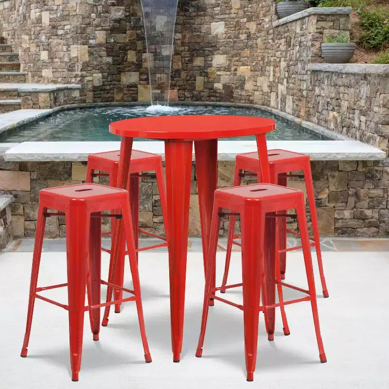Emma et Oliver Ensemble de table de bar de 76 cm de qualité commerciale pour l'intérieur et l'extérieur, avec 4 tabourets sans dossier