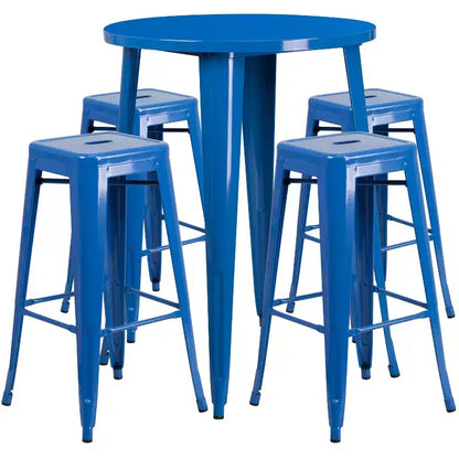 Emma et Oliver Ensemble de table de bar de 76 cm de qualité commerciale pour l'intérieur et l'extérieur, avec 4 tabourets sans dossier