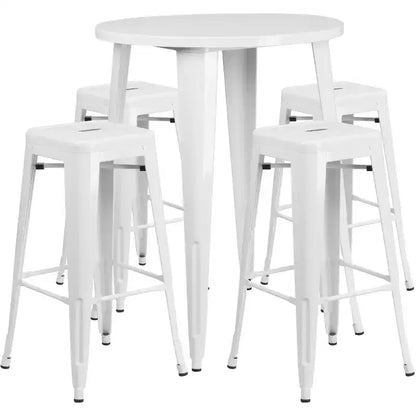 Emma et Oliver Ensemble de table de bar de 76 cm de qualité commerciale pour l'intérieur et l'extérieur, avec 4 tabourets sans dossier