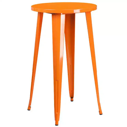 Ensemble de table de bar ronde d'intérieur et d'extérieur en métal de qualité commerciale Emma et Oliver avec 2 tabourets de café