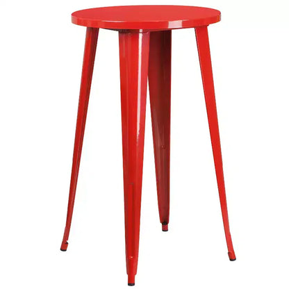 Ensemble de table de bar ronde d'intérieur et d'extérieur en métal de qualité commerciale Emma et Oliver avec 2 tabourets de café