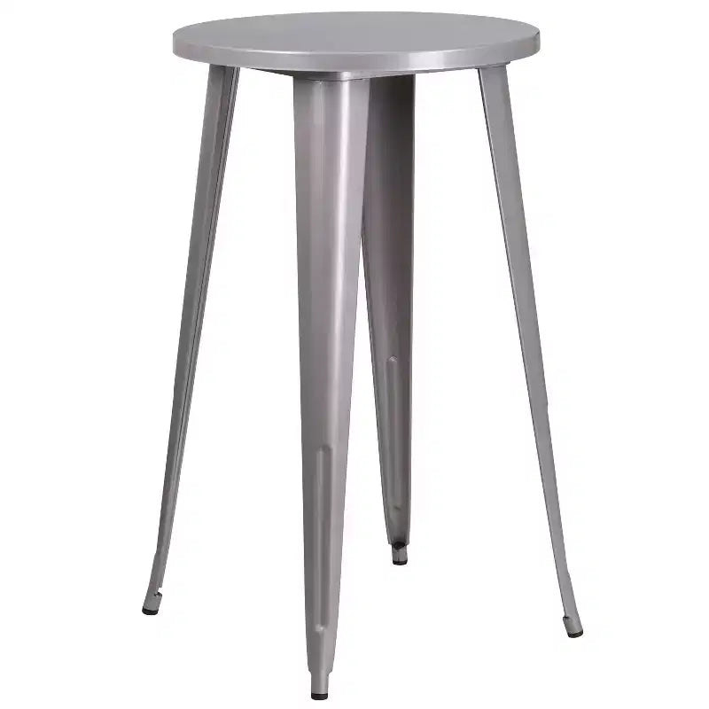Ensemble de table de bar ronde d'intérieur et d'extérieur en métal de qualité commerciale Emma et Oliver avec 2 tabourets de café