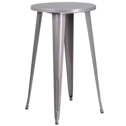 Ensemble de table de bar ronde d'intérieur et d'extérieur en métal de qualité commerciale Emma et Oliver avec 2 tabourets de café