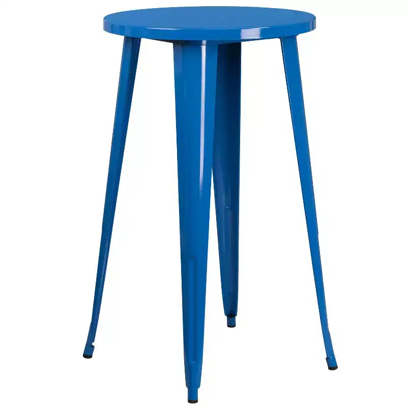 Ensemble de table de bar ronde d'intérieur et d'extérieur en métal de qualité commerciale Emma et Oliver avec 2 tabourets de café