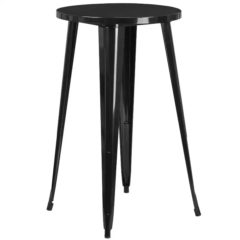 Ensemble de table de bar ronde d'intérieur et d'extérieur en métal de qualité commerciale Emma et Oliver avec 2 tabourets de café
