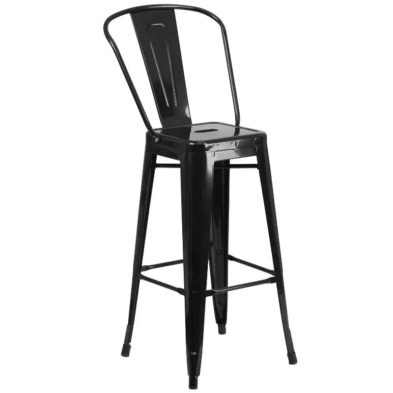 Ensemble de table de bar ronde d'intérieur et d'extérieur en métal de qualité commerciale Emma et Oliver avec 2 tabourets de café