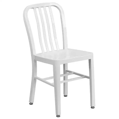 Set Tavolo Tondo in Metallo Emma and Oliver di Grado Commerciale da 30 per Interni ed Esterni e 4 Sedie con Schienale a Doghe