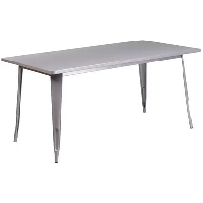 Ensemble de table rectangulaire en métal de qualité commerciale Emma et Oliver avec 6 chaises empilables pour l'intérieur et l'extérieur