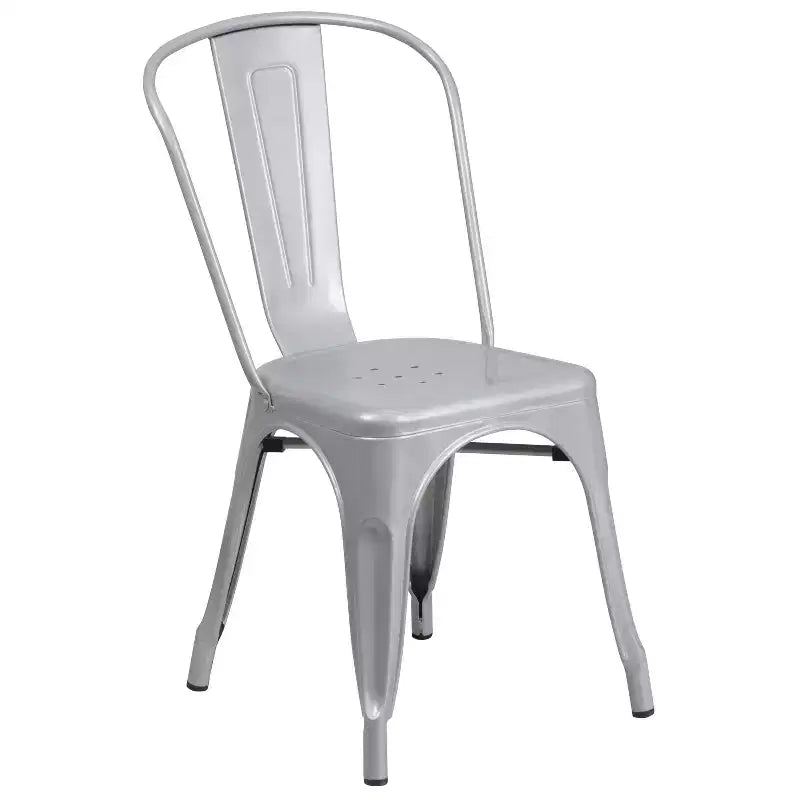 Ensemble de table rectangulaire en métal de qualité commerciale Emma et Oliver avec 6 chaises empilables pour l'intérieur et l'extérieur
