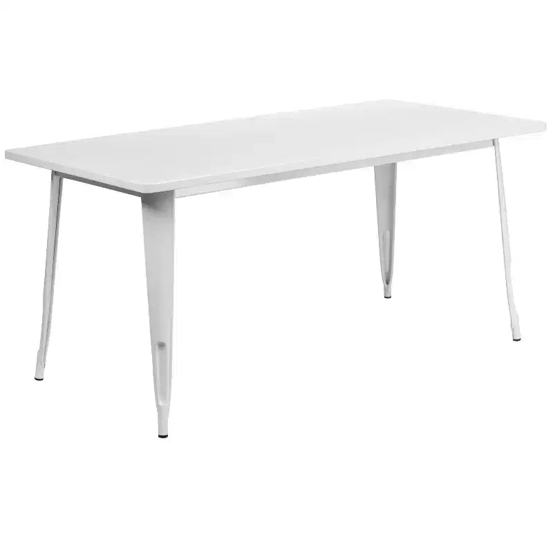 Ensemble de table rectangulaire en métal de qualité commerciale Emma et Oliver avec 6 chaises empilables pour l'intérieur et l'extérieur