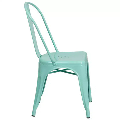 Ensemble table carrée d'intérieur/extérieur en métal qualité commerciale Emma et Oliver 31,5 avec 4 chaises empilables