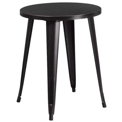 Ensemble de table ronde d'intérieur/extérieur en métal Emma et Oliver de qualité commerciale avec 2 chaises de café