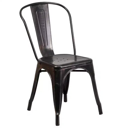 Ensemble de table ronde d'intérieur/extérieur en métal Emma et Oliver de qualité commerciale avec 2 chaises de café