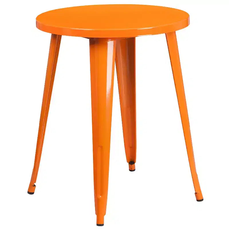 Ensemble de table ronde d'intérieur/extérieur en métal Emma et Oliver de qualité commerciale avec 2 chaises de café