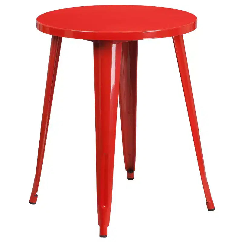 Ensemble de table ronde d'intérieur/extérieur en métal Emma et Oliver de qualité commerciale avec 2 chaises de café
