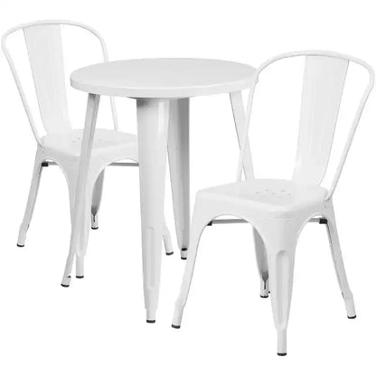 Ensemble de table ronde d'intérieur/extérieur en métal Emma et Oliver de qualité commerciale avec 2 chaises de café