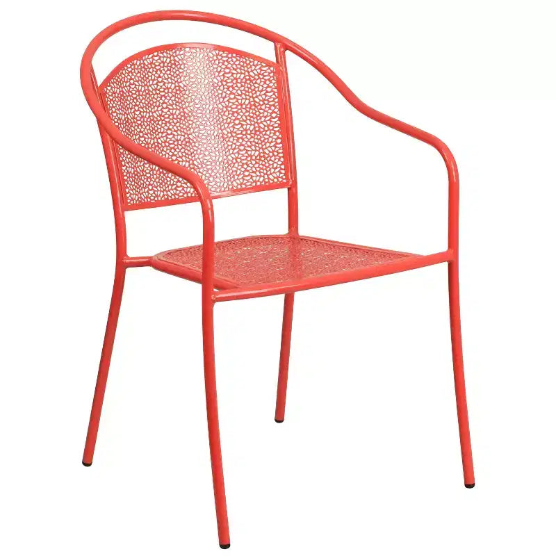 Ensemble de table de patio pliante ronde en métal de qualité commerciale Emma et Oliver de 76 cm avec 2 chaises à dossier rond