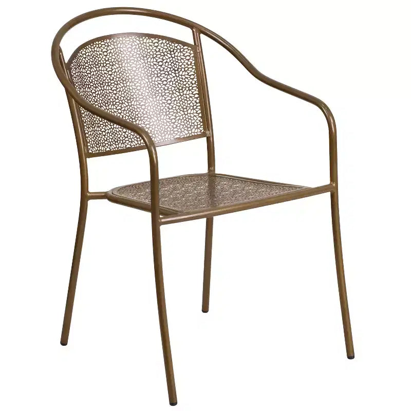 Ensemble de table de patio pliante ronde en métal de qualité commerciale Emma et Oliver de 76 cm avec 2 chaises à dossier rond