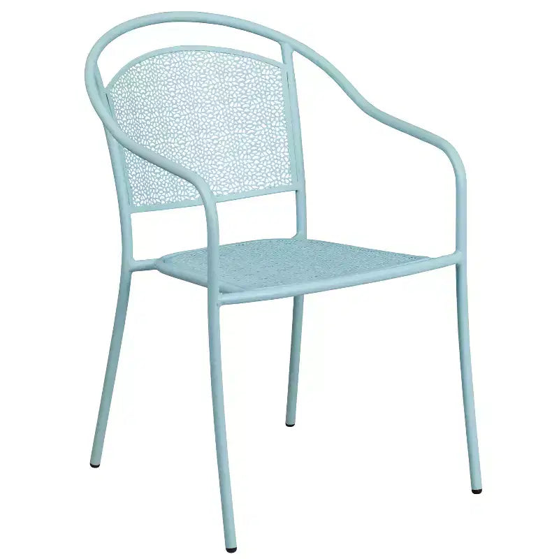 Ensemble de table de patio pliante ronde en métal de qualité commerciale Emma et Oliver de 76 cm avec 2 chaises à dossier rond