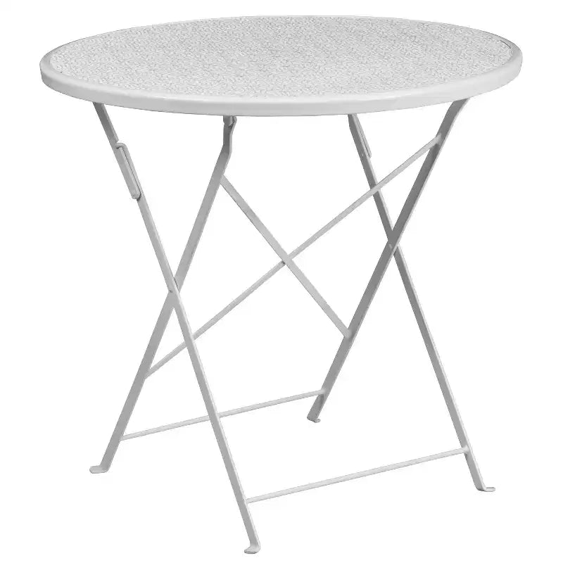 Ensemble de table de patio pliante ronde en métal de qualité commerciale Emma et Oliver de 76 cm avec 2 chaises à dossier rond