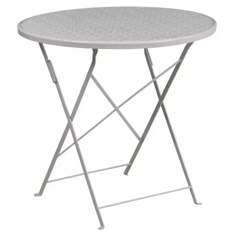 Ensemble de table de patio pliante ronde en métal de qualité commerciale Emma et Oliver de 76 cm avec 2 chaises à dossier rond