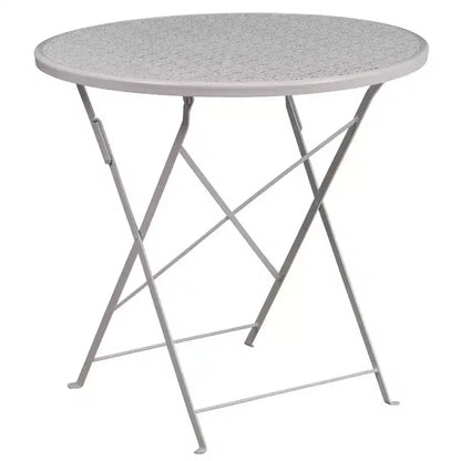 Ensemble de table de patio pliante ronde en métal de qualité commerciale Emma et Oliver de 76 cm avec 2 chaises à dossier rond