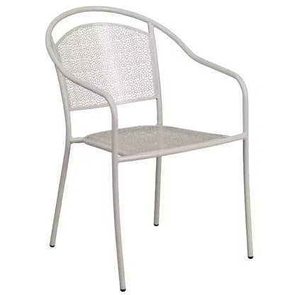 Ensemble de table de patio pliante ronde en métal de qualité commerciale Emma et Oliver de 76 cm avec 2 chaises à dossier rond