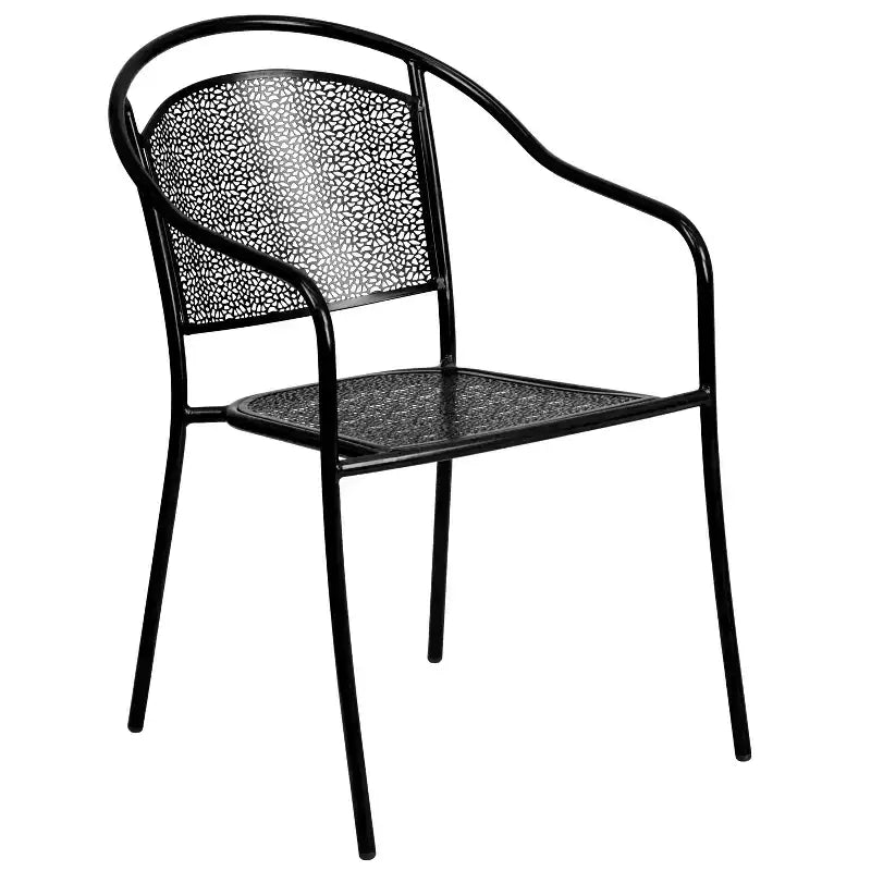 Ensemble de table de patio pliante ronde en métal de qualité commerciale Emma et Oliver de 76 cm avec 2 chaises à dossier rond