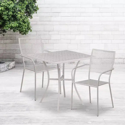 Ensemble de table de patio et de jardin carrée en métal de qualité commerciale Emma et Oliver de 28 po avec 2 chaises à dossier carré