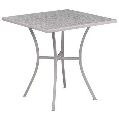 Ensemble de table de patio et de jardin carrée en métal de qualité commerciale Emma et Oliver de 28 po avec 2 chaises à dossier carré