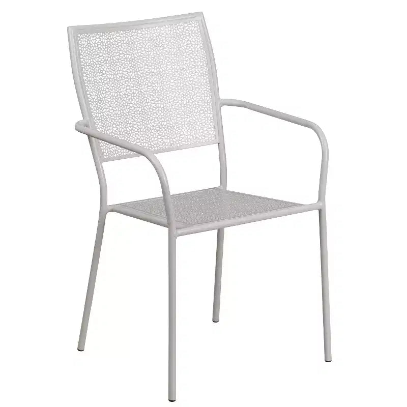 Ensemble de table de patio et de jardin carrée en métal de qualité commerciale Emma et Oliver de 28 po avec 2 chaises à dossier carré