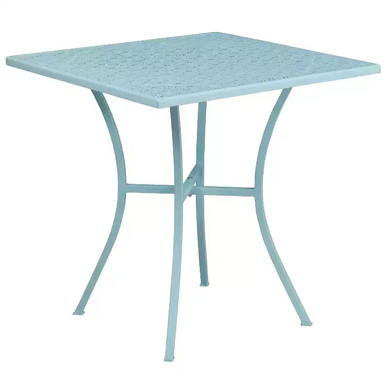 Ensemble de table de patio et de jardin carrée en métal de qualité commerciale Emma et Oliver de 28 po avec 2 chaises à dossier carré