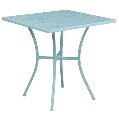 Ensemble de table de patio et de jardin carrée en métal de qualité commerciale Emma et Oliver de 28 po avec 2 chaises à dossier carré
