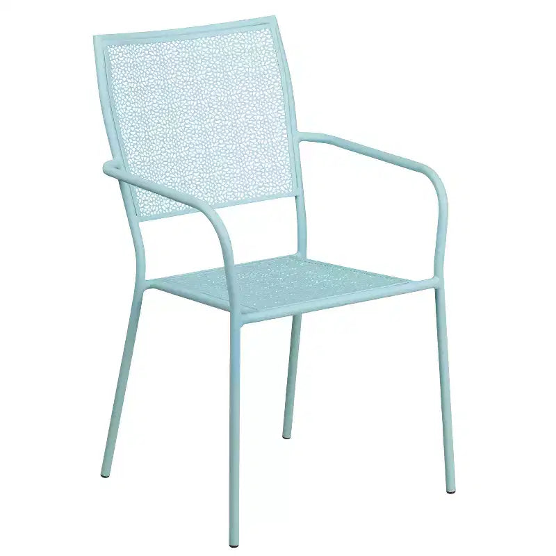 Ensemble de table de patio et de jardin carrée en métal de qualité commerciale Emma et Oliver de 28 po avec 2 chaises à dossier carré
