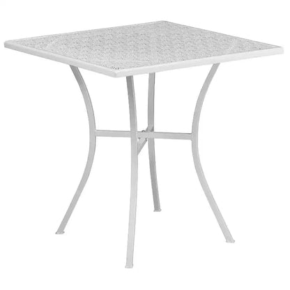 Ensemble de table de patio et de jardin carrée en métal de qualité commerciale Emma et Oliver de 28 po avec 2 chaises à dossier carré