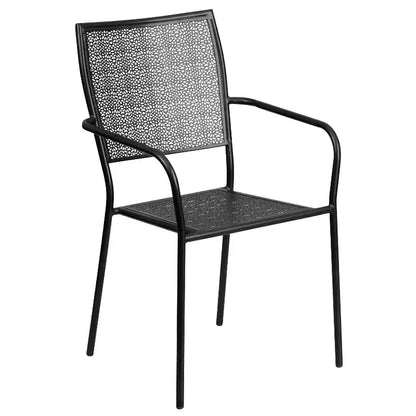 Ensemble de table de patio et de jardin carrée en métal de qualité commerciale Emma et Oliver de 28 po avec 2 chaises à dossier carré