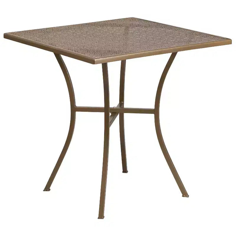 Ensemble de table de patio et de jardin carrée en métal de qualité commerciale Emma et Oliver de 28 po avec 2 chaises à dossier carré