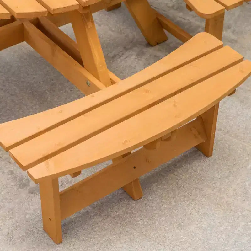 Tavolo da Picnic Rotondo da Giardino Gardenised in Legno per Esterni con Panca, 8 Posti