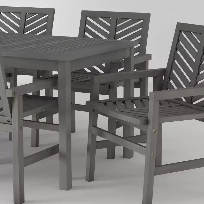 Ensemble de salle à manger extérieur 7 pièces en acacia à lattes chevrons - Saracina Home