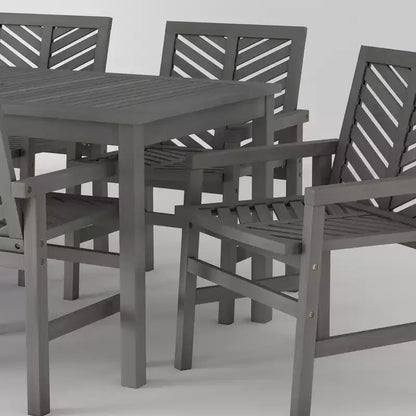 Ensemble de salle à manger extérieur 7 pièces en acacia à lattes chevrons - Saracina Home