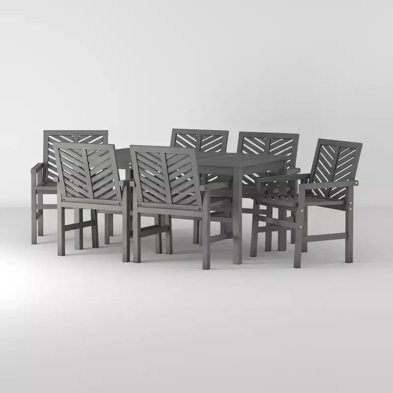 Ensemble de salle à manger extérieur 7 pièces en acacia à lattes chevrons - Saracina Home