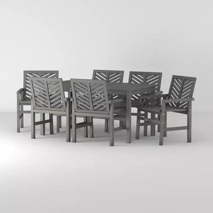 Ensemble de salle à manger extérieur 7 pièces en acacia à lattes chevrons - Saracina Home