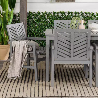 Ensemble de salle à manger extérieur 7 pièces en acacia à lattes chevrons - Saracina Home