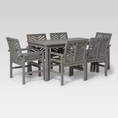 7pc Slatted Chevron Acacia Patio Dining Set - Saracina Home