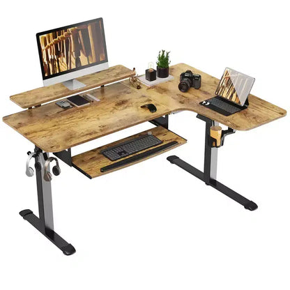 Scrivania angolare EUREKA ERGONOMIC 60x23 regolabile in altezza con set di accessori