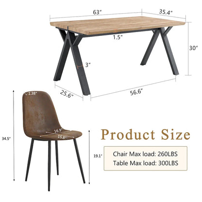 Moderno set da pranzo con tavolo rettangolare nero con base a forma di A e sedie con schienale rotondo