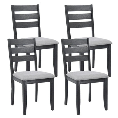Sedie da pranzo in legno con schienale a doghe, set da 4